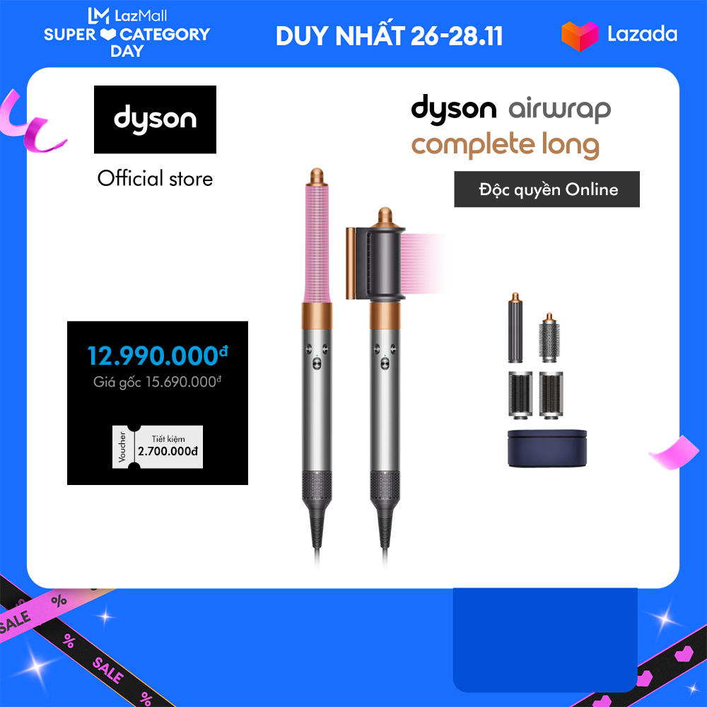 [BLACK FRIDAY 29.11: VC Lazada 400K + VC Dyson 300K] Máy tạo kiểu tóc đa năng Dyson Airwrap ™ Complete Long (Xám Trắng/Đồng)