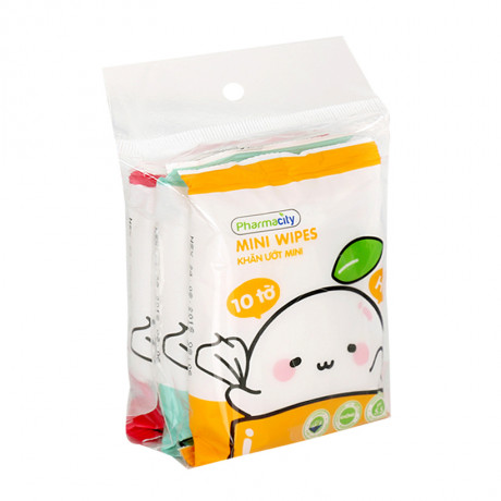 Khăn ướt mini Pharmacity (3 gói x 10 tờ)