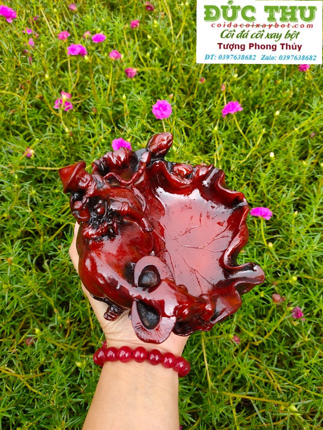 Gạt tàn thuốc Bé cỡi Trâu màu gỗ