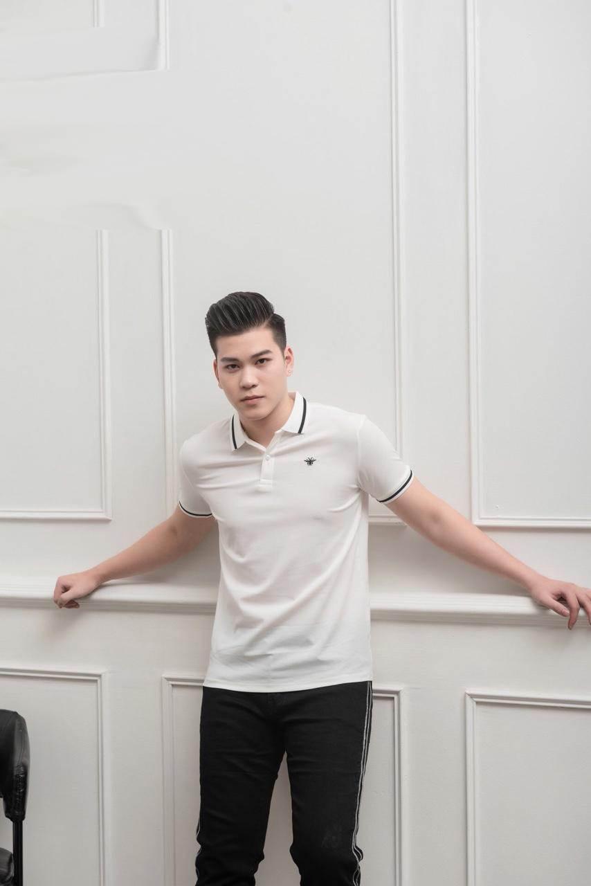 [HCM]Áo thun nam có cổ phối họa tiết siêu hot