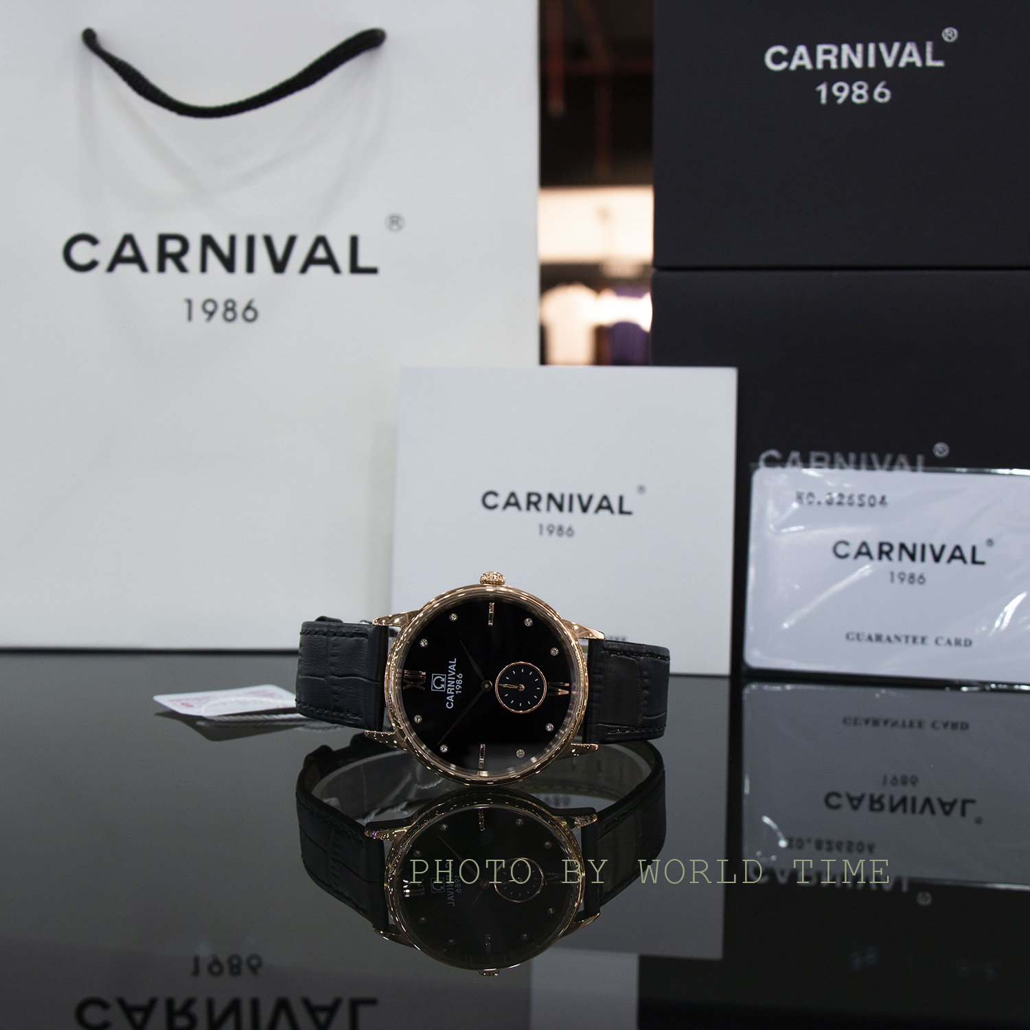 HOÀN TIỀN 15% - Đồng hồ chính hãng đồng hồ nam dây da Carnival 8708G  chính hãng Full Box kính sapphire chống xước  chống nước 3atm bảo hành 36T toàn quốc
