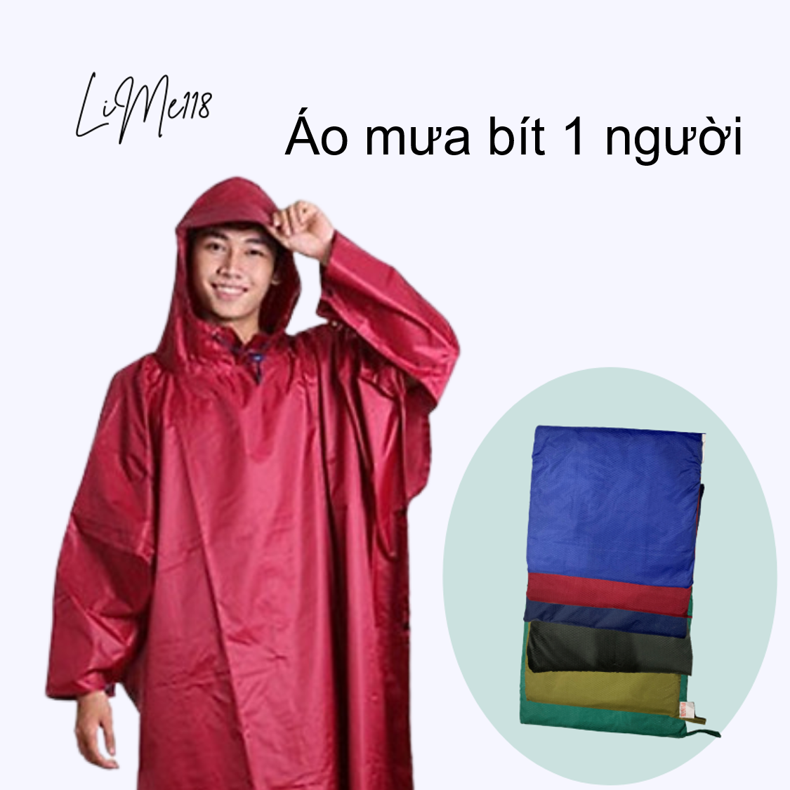 Áo mưa 1 người loại tốt - áo mưa bít người lớn không xẻ tà da cá xịn chống thấm nước - LiMe118