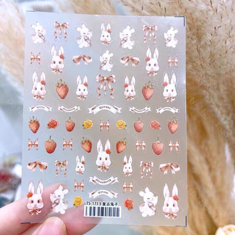 Sticker dán móng nail lụa hoạt hình 5D