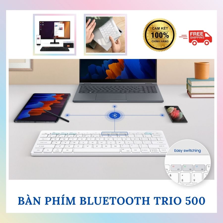 Bàn phím Bluetooth Samsung Smart Keyboard Trio 500 màu đen, Bàn phím không dây Samsung mỏng gọn kết nối 3 thiết bị cùng lúc - thế giới sỉ lẻ 4