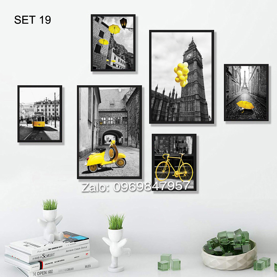 BỘ 6 TRANH TREO TƯỜNG PHONG CẢNH CHÂU ÂU ĐÃ CÓ KHUNG (SET19)