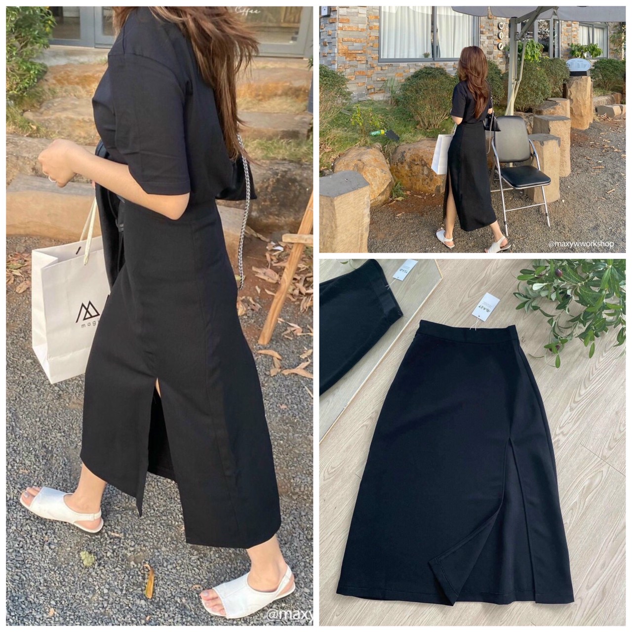 Set áo thun phối chân váy xẻ tà #bigsize 60-90kg