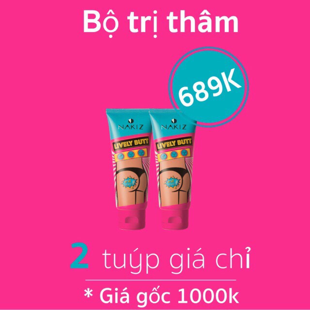 Combo 2 boxes NAKIZ(นาคิส.) Buttocks cream, black, armpit, groin, fade, black marks, Nakis Life Liab, NAKIZ LIVELY BUTT 100 G. Safe with natural ingredients.