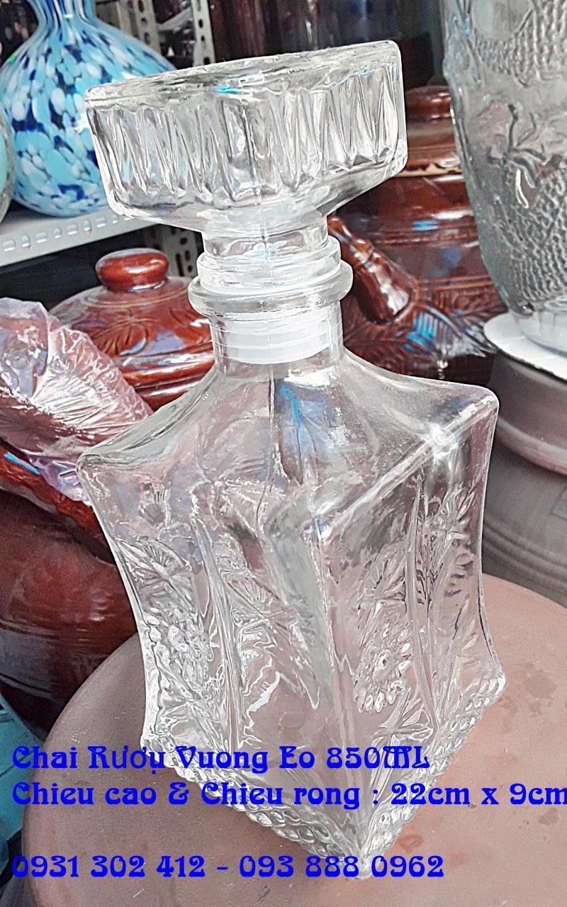 Chai thủy tinh đựng ruou vuông từ 750ml - 1L