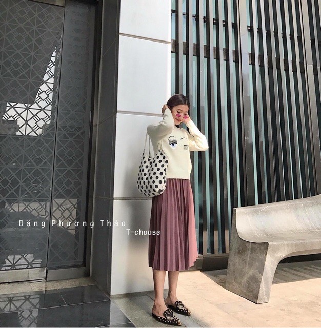 [HCM]G33. 808. CHÂN VÁY XẾP LY XÒE DÀI