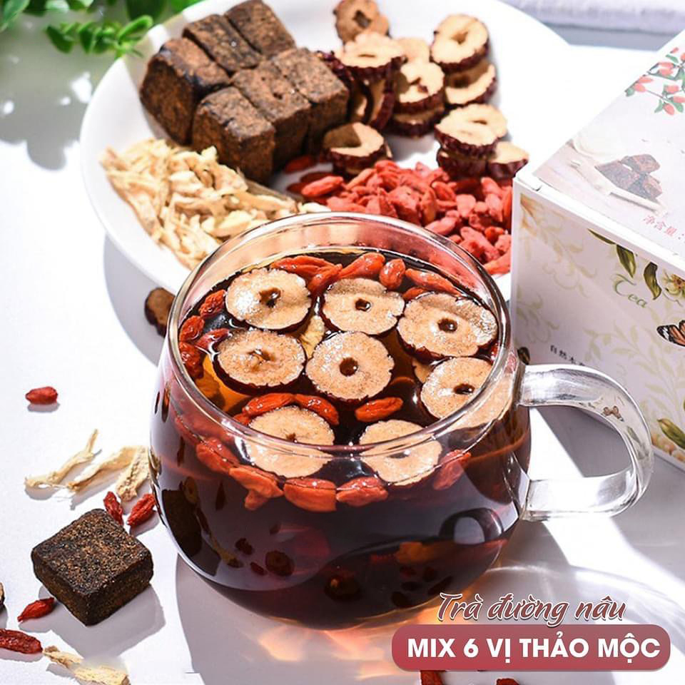 Set 30 gói Trà Gừng Đường Nâu Thảo Mộc (Hoa Hồng -Gừng -Đường Nâu -Táo Đỏ -Kỷ Tử -Nho Khô)