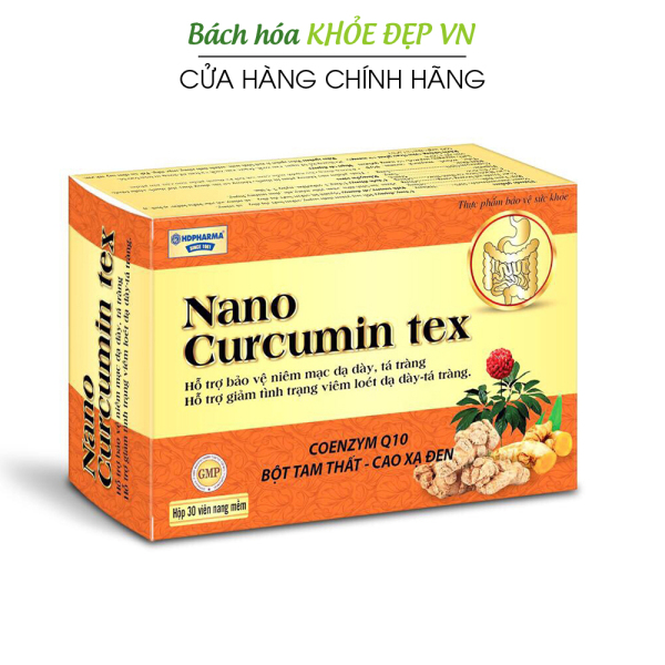 Viên tinh nghệ Nano Curcumin Tex Tam Thất Xạ Đen giảm viêm loét dạ dày, tá tràng - Hộp 30 viên nhập khẩu