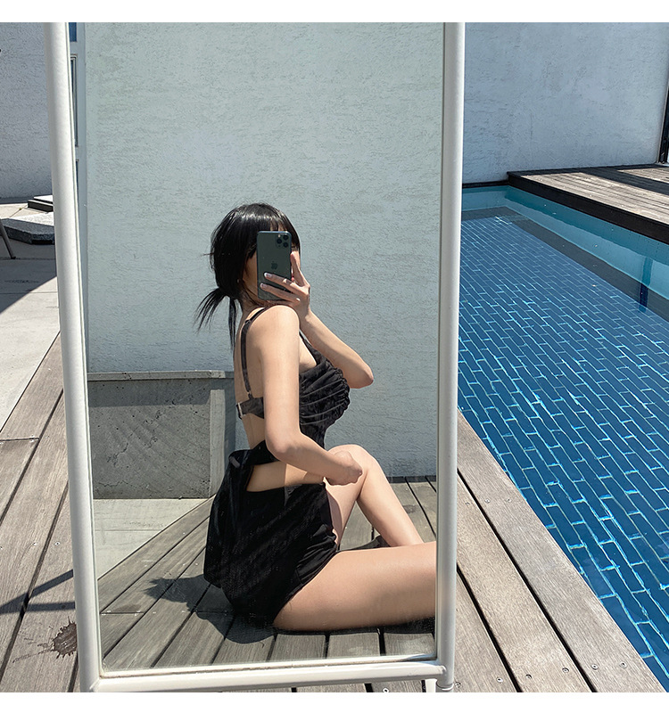 [Kèm ảnh thật] Bikini 2 mảnh đen nhún ngực độc đáo