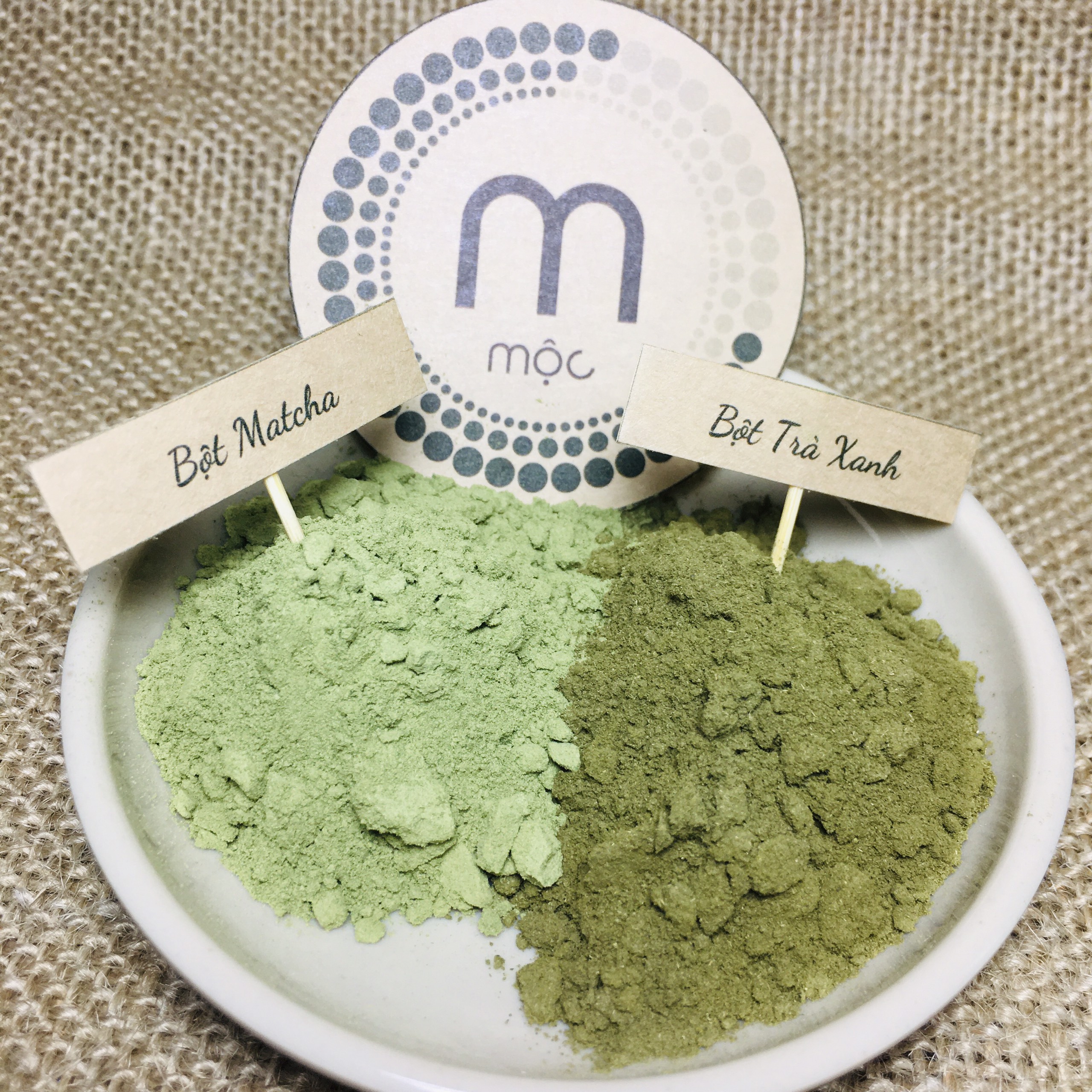 Bột mặt nạ Trà Xanh Matcha MỘC dưỡng da ngăn ngừa mụn mụn giảm thâm nám nguyên chất từ thiên nhiên túi dùng thử 10g, 30g và 100ml handmade