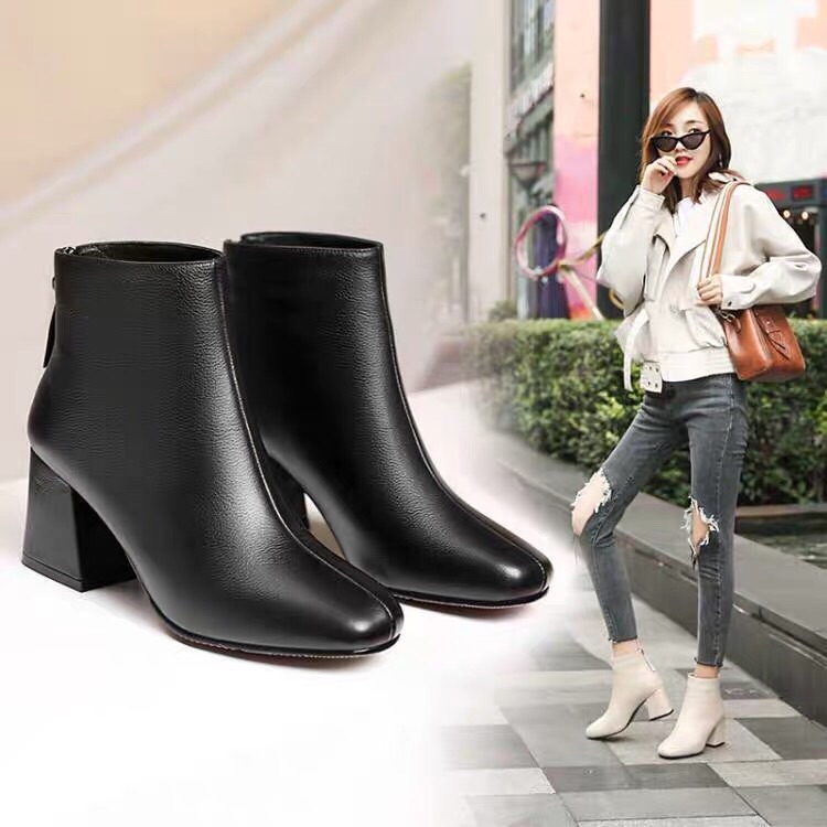 Bốt da nữ công sở khoá sau, bốt nữ mùa đông cao cổ
