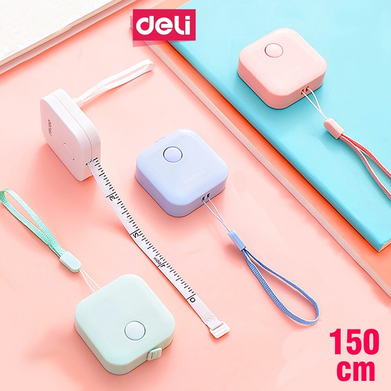 Thước dây da cuộn tự động 1,5m Deli 79650 / thước có nhiều màu lựa chọn