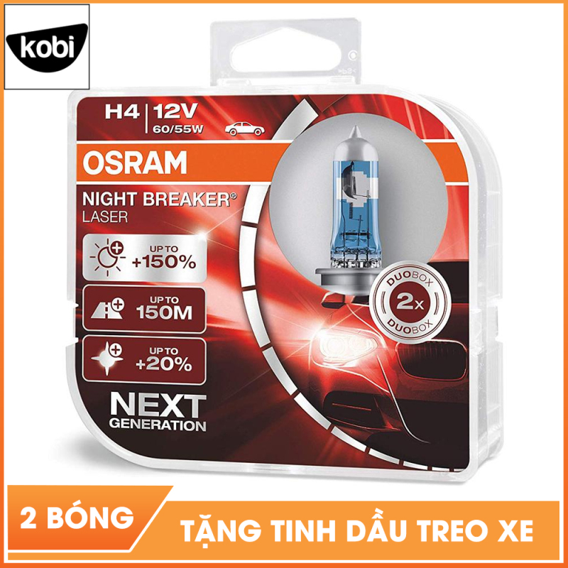 Bóng đèn osram night breaker laser H4 12V 60/55W siêu sáng dùng cho pha cos ô tô và xe máy, tăng sáng 150%, ánh sáng pha tới 150m, ánh sáng trắng hơn 20%