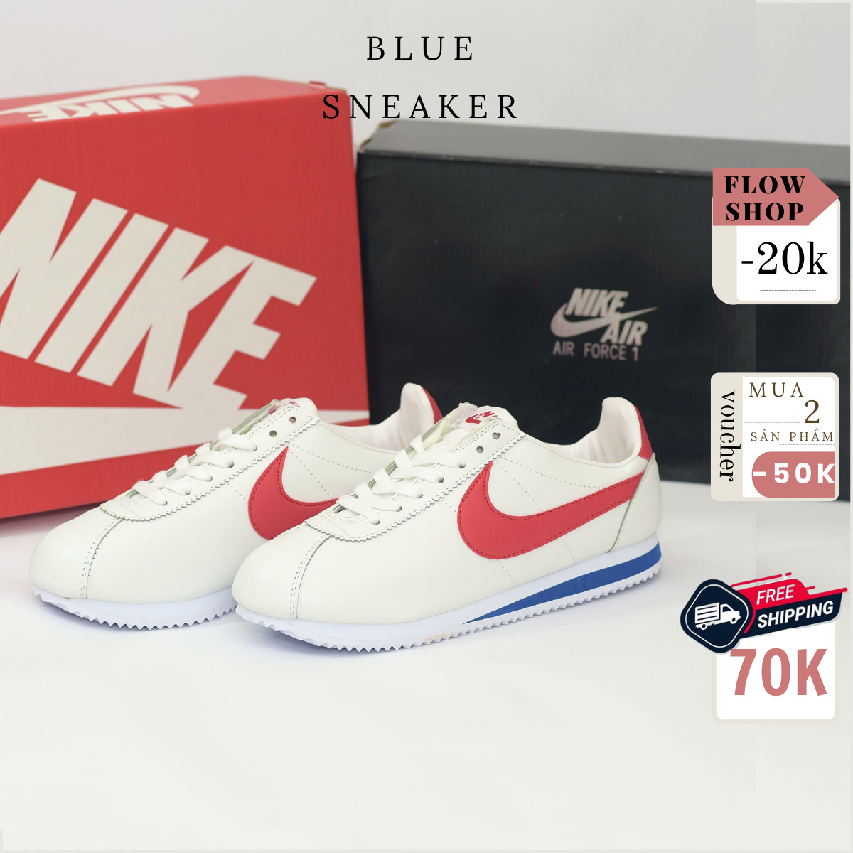 [Siêu Sale] Giày Nam Nữ Sneaker Cortez Đỏ (Fullbox+ Tặng hộp bảo vệ box)
