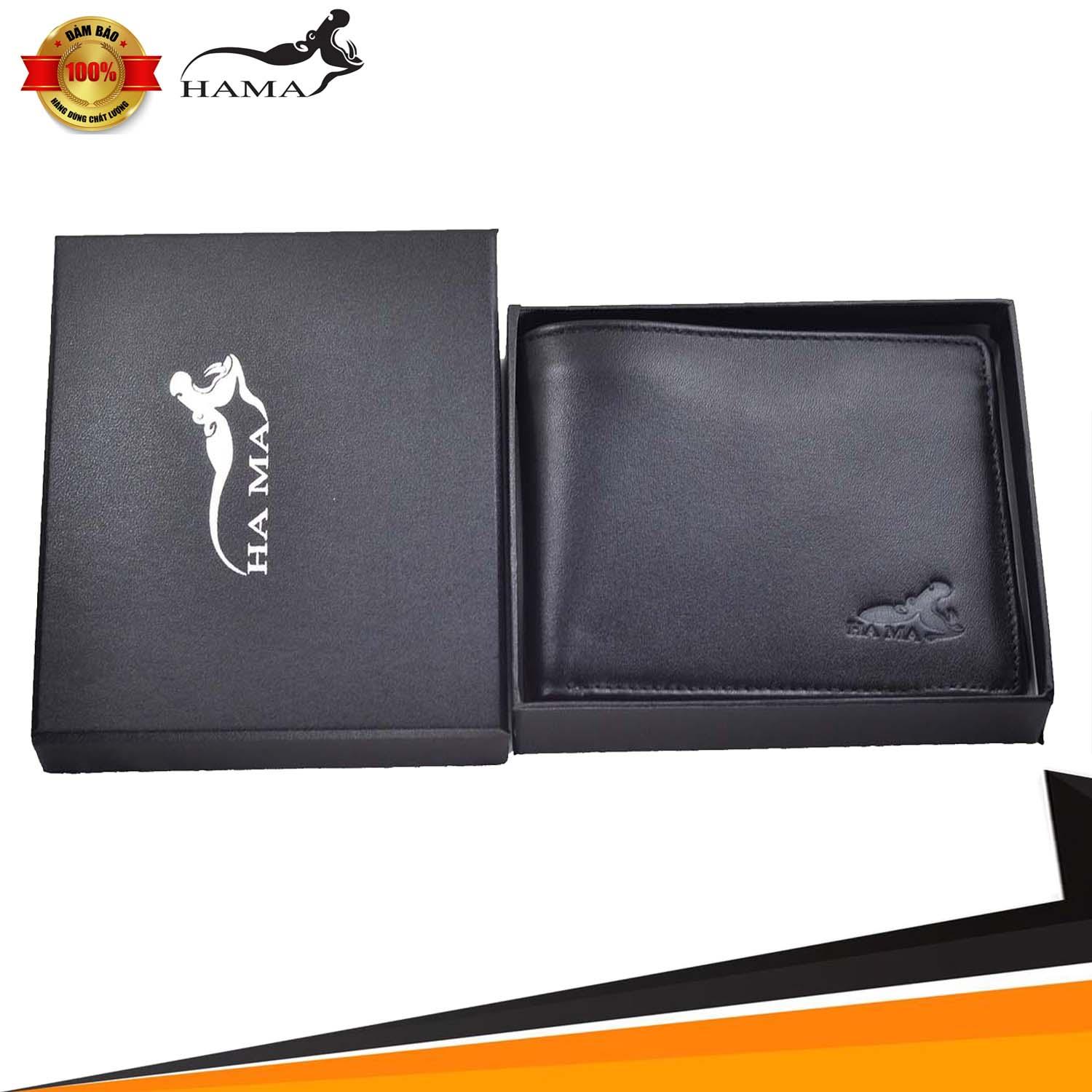 [HCM]Ví nam da thật HaMa màu đen VNT-01