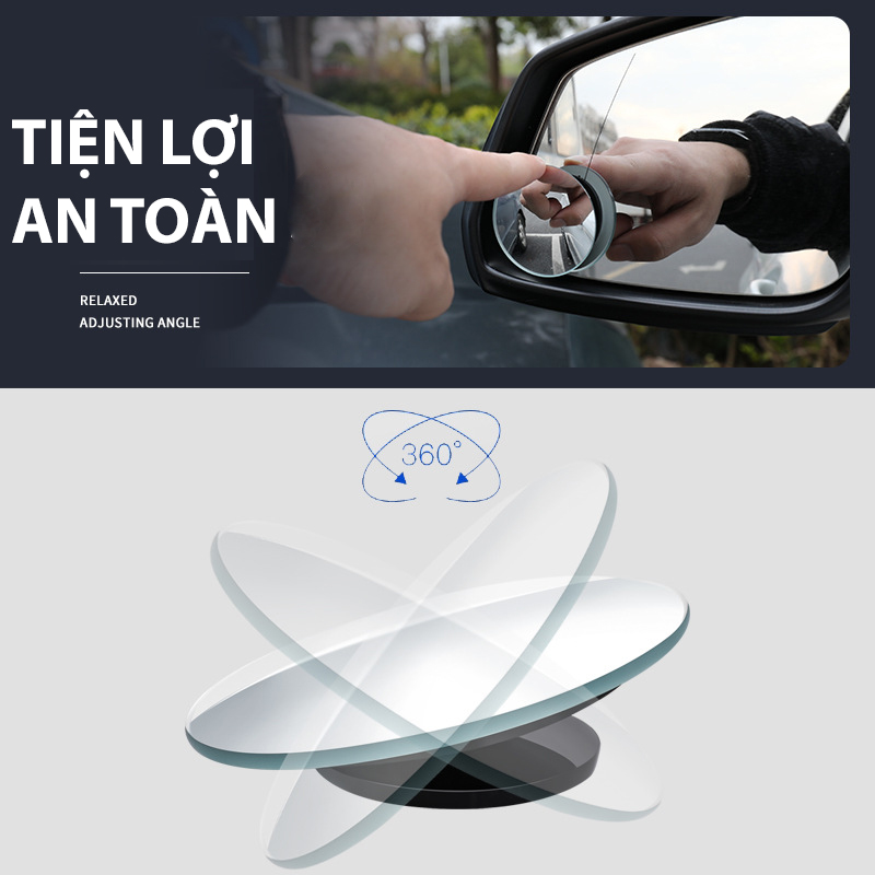 [1 CẶP] Gương cầu lồi ô tô 360 độ gắn kính chiếu hậu, hỗ trợ tầm nhìn góc rộng, có thể xoay 360 độ dùng cho xe hơi bộ 2 gương cầu lồi xoá điểm mù có viền bao - gương cầu 360 độ gắn ô tô xe máy