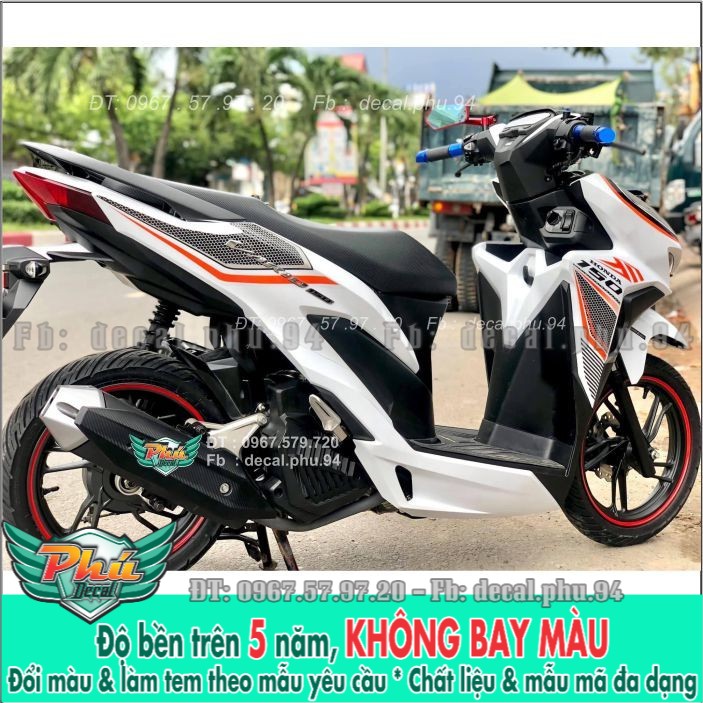 Tem rời Vario Cam đen dán xe trắng