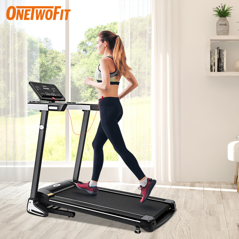 OneTwoFit Máy chạy bộ, Máy bước, thể gập lại, mã lực 2.0 + hệ thống giảm sốc,tự động điều chỉnh tốc độ OT158EU