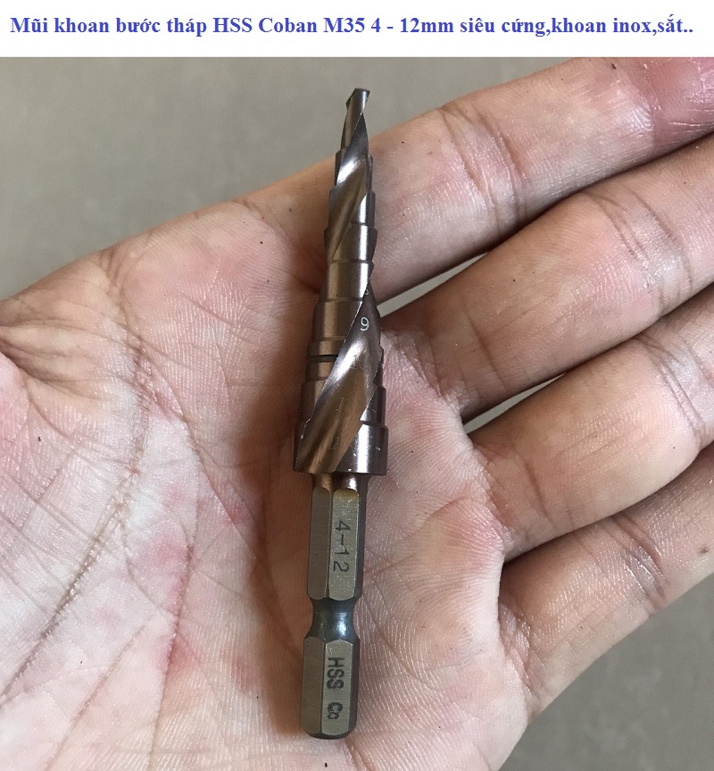 Mũi khoan bước tháp HSS siêu cứng- Bộ mũi khoan tháp rãnh xoắn khoan inox,sắt,thép,gỗ... kích thước 4 - 32mm/4 - 20mm/4 - 12mm