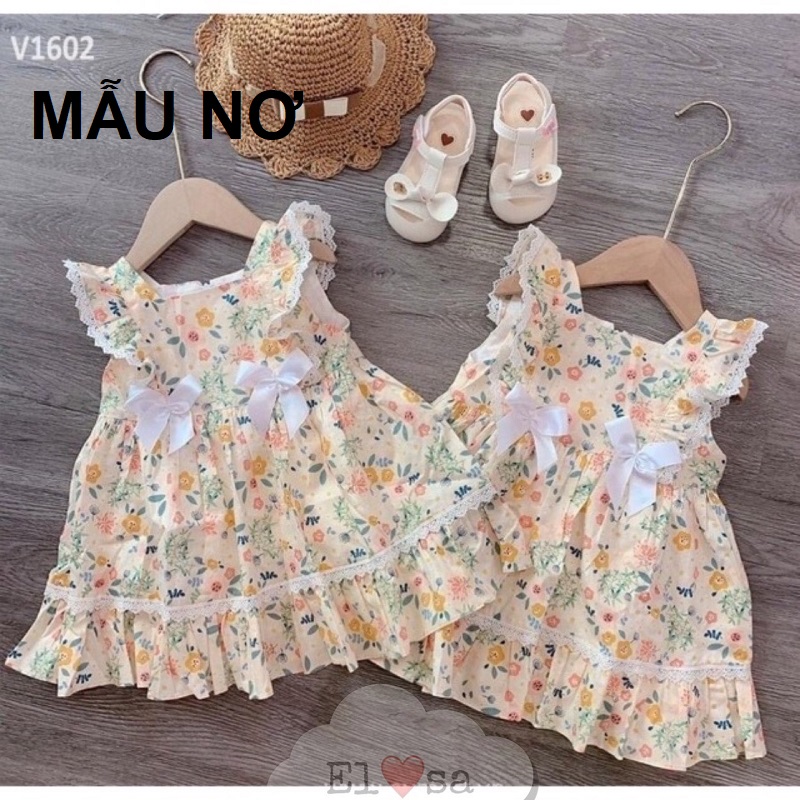 Váy bé gái cánh tiên viền ren cài nơ ngực,nơ ren XHN301