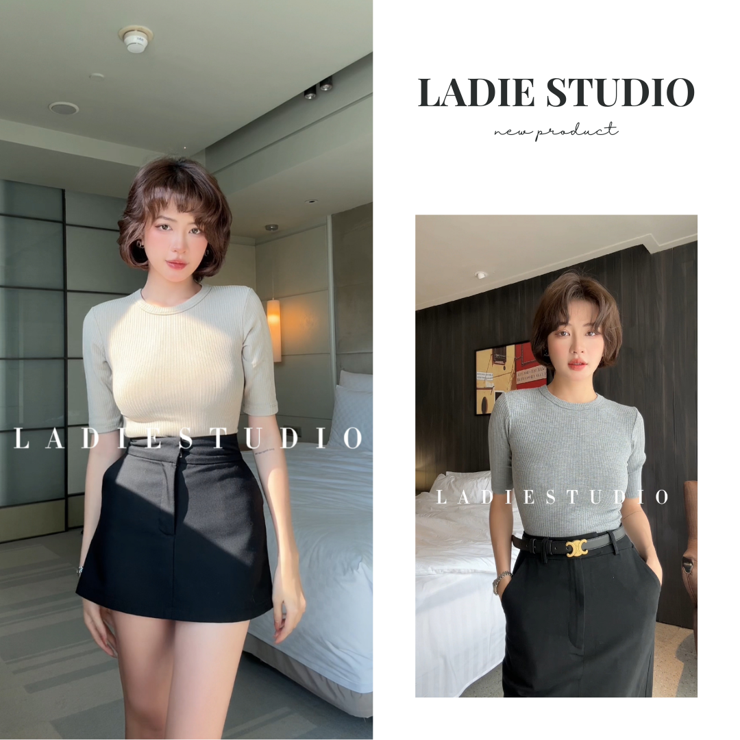 Áo thun trơn tay lửng chất dày dặn, AO47, Ladie Studio