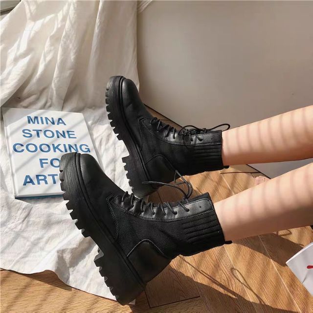 Giảm Giá Giày Bốt Nữ Cao Cổ Ulzzang Da Mềm Cổ Chun Ôm Chân Đế Cao 3Cm Phong  Cách Hàn Quốc Phối Đồ Xinh Cá Tính Đơn Giản Trẻ Trung Năng Động