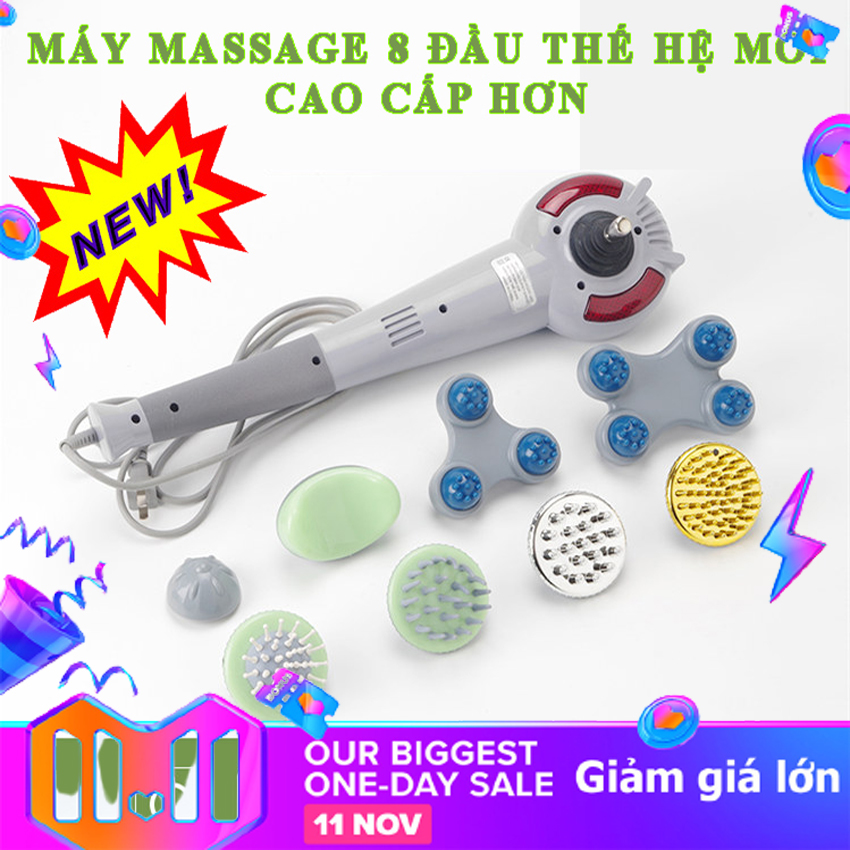 Máy massage cầm tay 7 đầu magic king massager - máy massage đa chức năng trị liệu 8 miếng dán đầu ra kép xóa tan mệt mỏi giá rẻ bất ngờ sản phẩm chất lượng cao