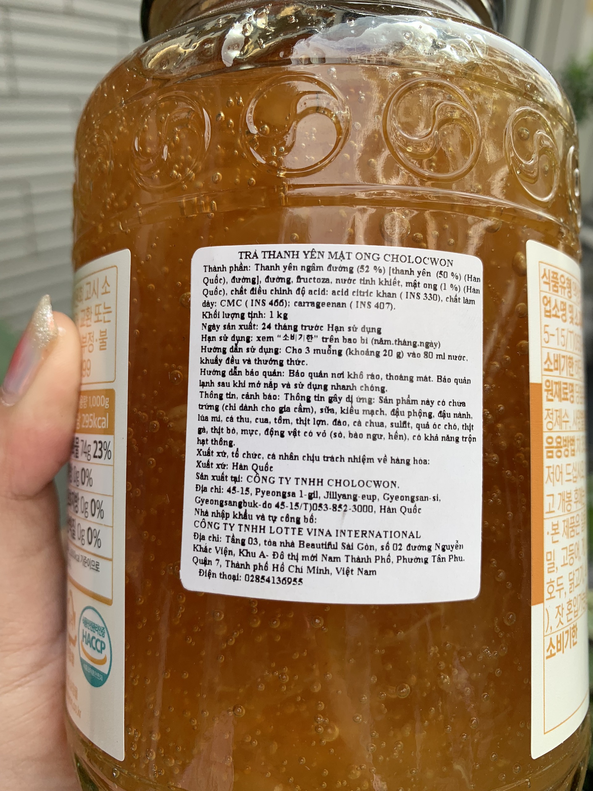 Trà Thanh Yên Mật Ong Cholocwon Hàn Quốc (Hũ 1kg)