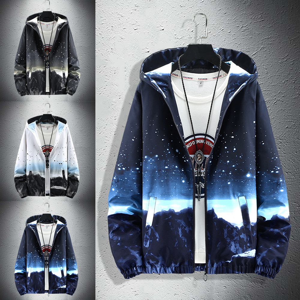 Áo Khoác Nhẹ Thu Đông Nam In Hình Phong Cảnh Độc Đáo Có Mũ Trùm Đầu Hot Trend 2024 Thời Trang FASHION4MEN AO KHOAC NAM 131C