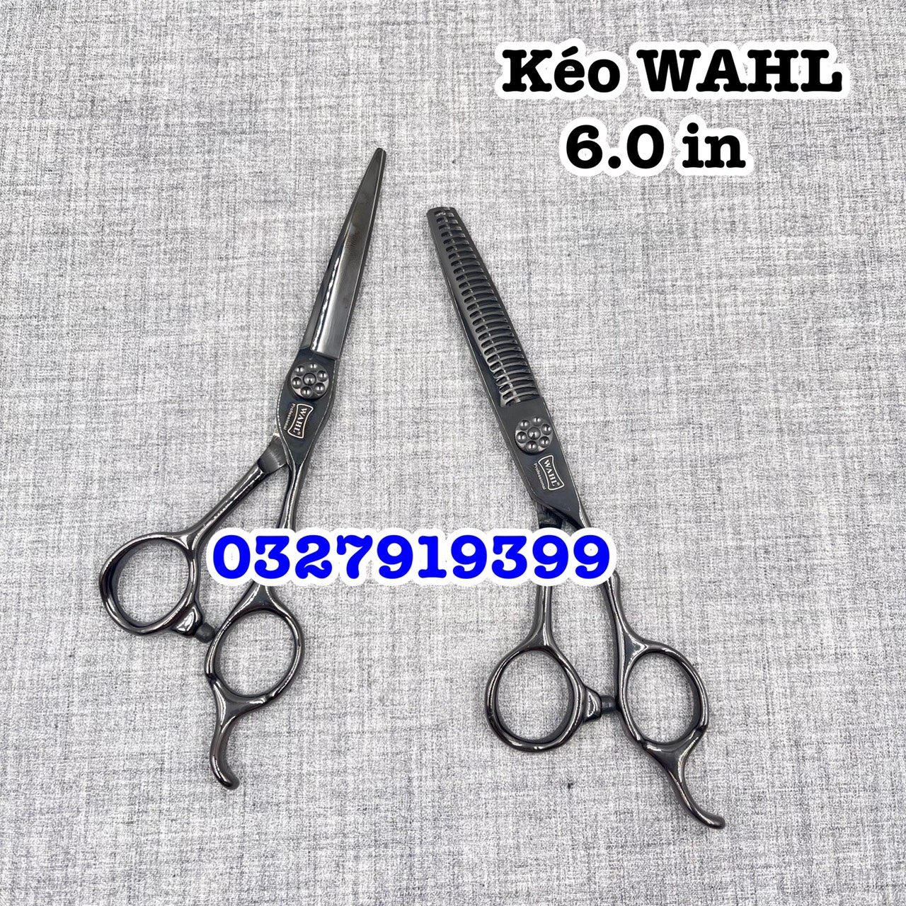 Wahl Japanese Hair Cutting Scissors 6.0 Inch S440C Steel Hardness 62Hrc High Quality Good Price Sharp Scissors (Black W Curved)