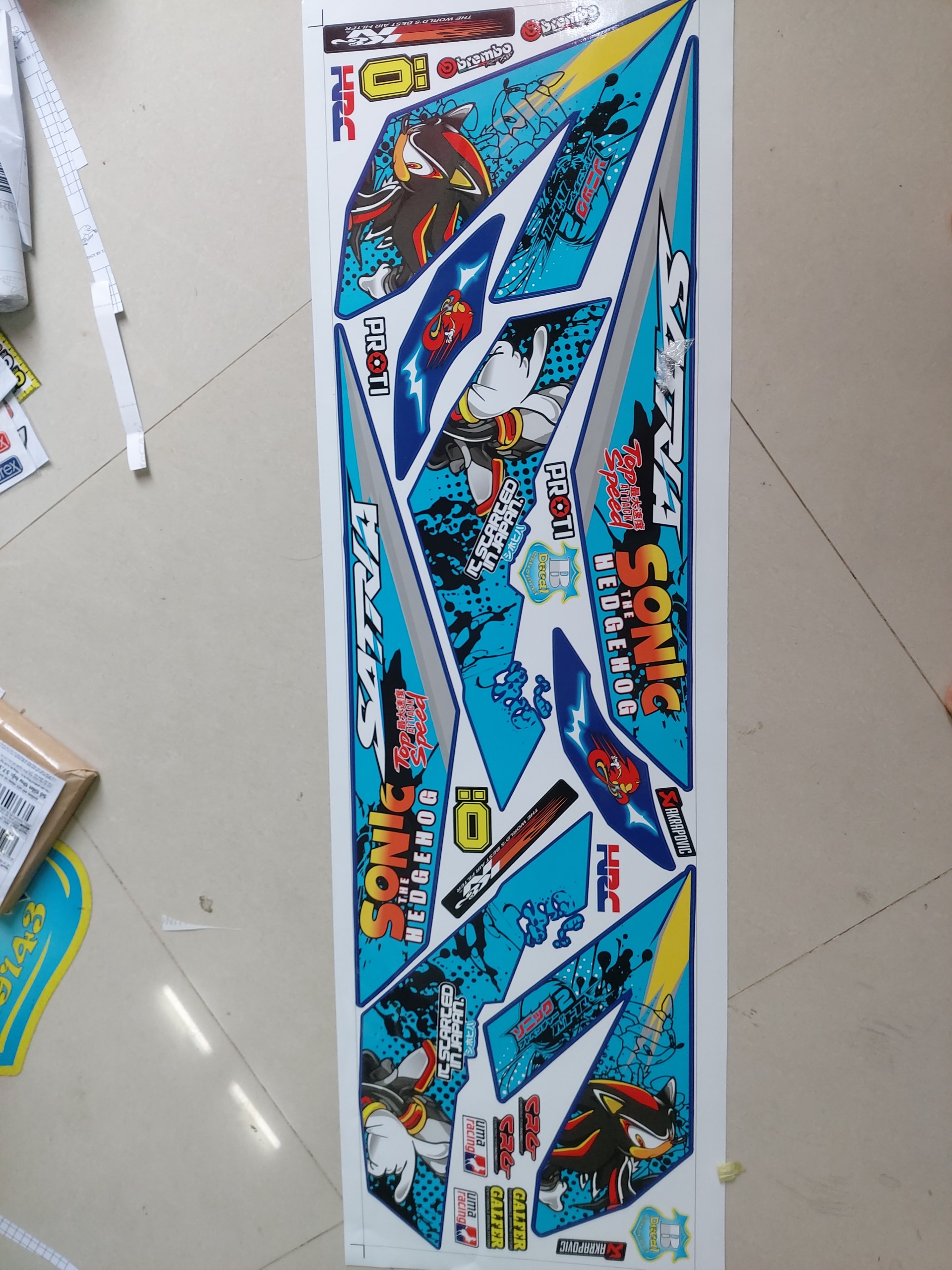 Tem satria f150 hoạt hình sonic dán xe xanh gp