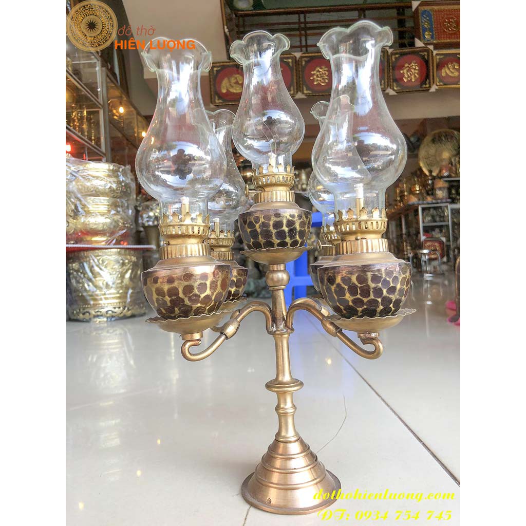 36cm 5 tops brass Church oil lamp