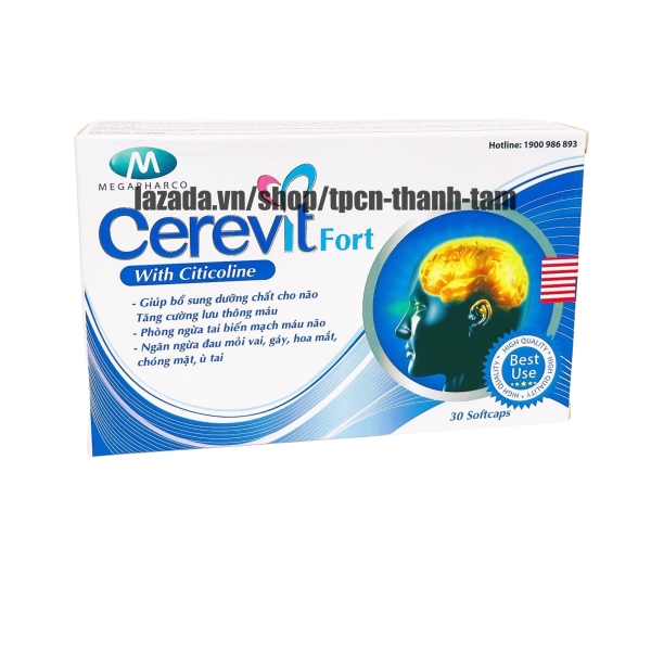 Viên uống bổ não CEREVIT FORT hoạt huyết dưỡng não, tăng cường tuần hoàn não – HỘP 30V