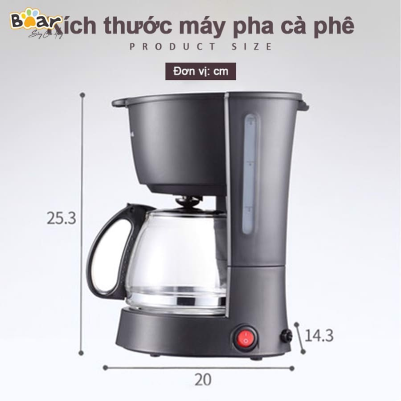 Máy Pha Cà Phê Đa Năng Bear CF B06V2 Máy Pha Cafe Mini Dung Tích 600Ml Thao Tác Đơn Giản Nhanh Chóng