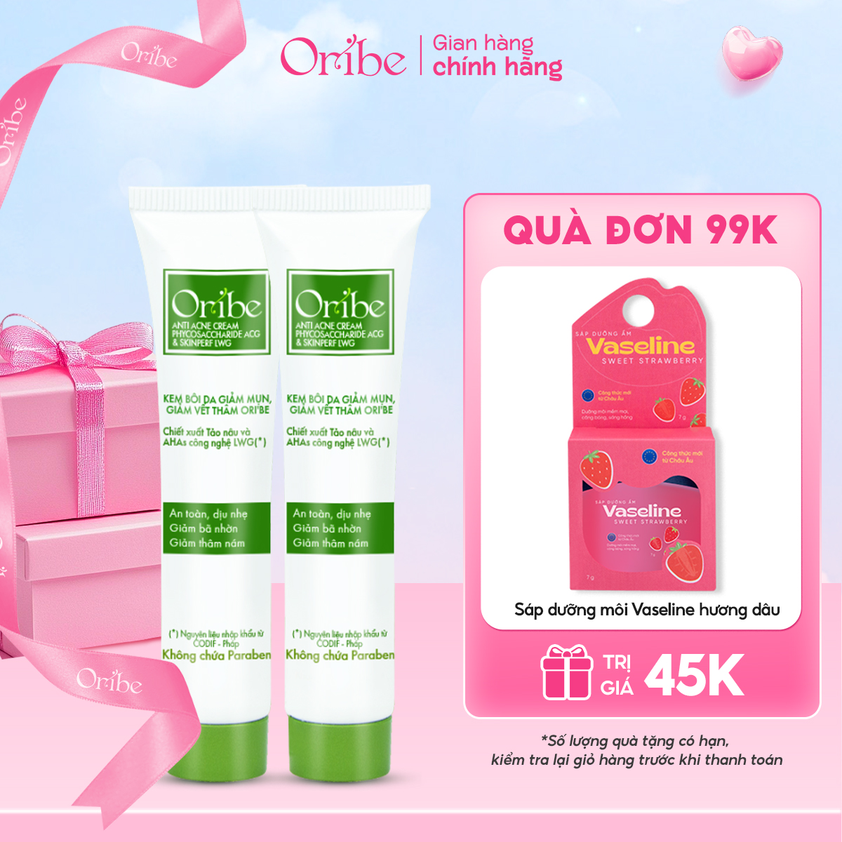 Bộ đôi cấp ẩm làm sạch dịu nhẹ phù hợp da mụn nhạy cảm Oribe Soft Touch (Gel rửa mặt 100gr + Nước hoa hồng 150ml)