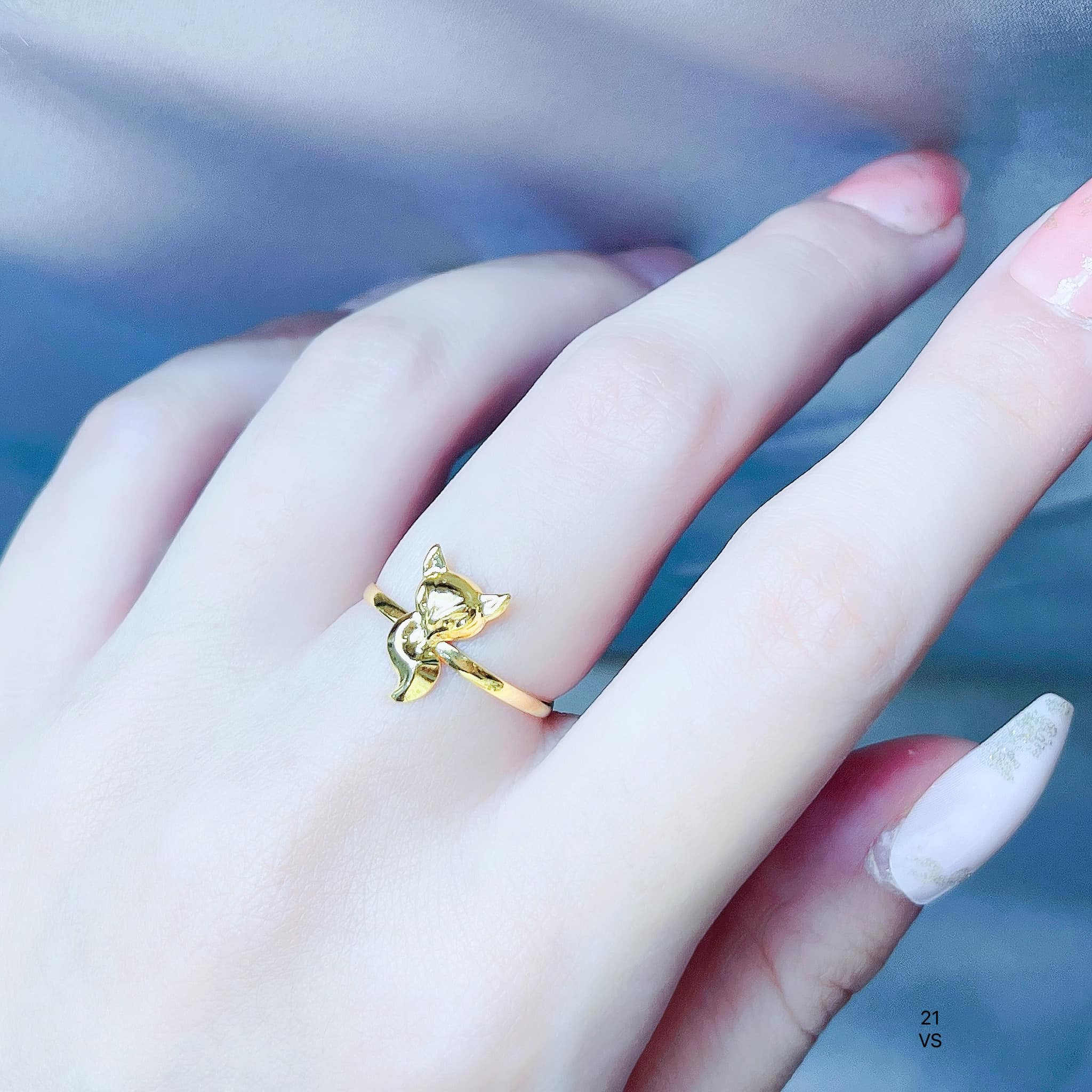 Nhẫn nữ vàng tây mặt hồ ly nhỏ xinh MS20