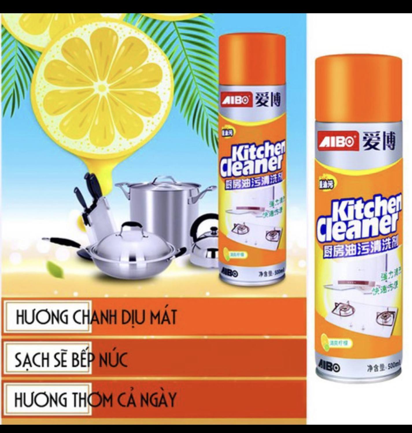 Chai xịt tẩy bếp đa năng kitchen cleaner 500ml, chai xịt tẩy rửa nhà bếp đa năng