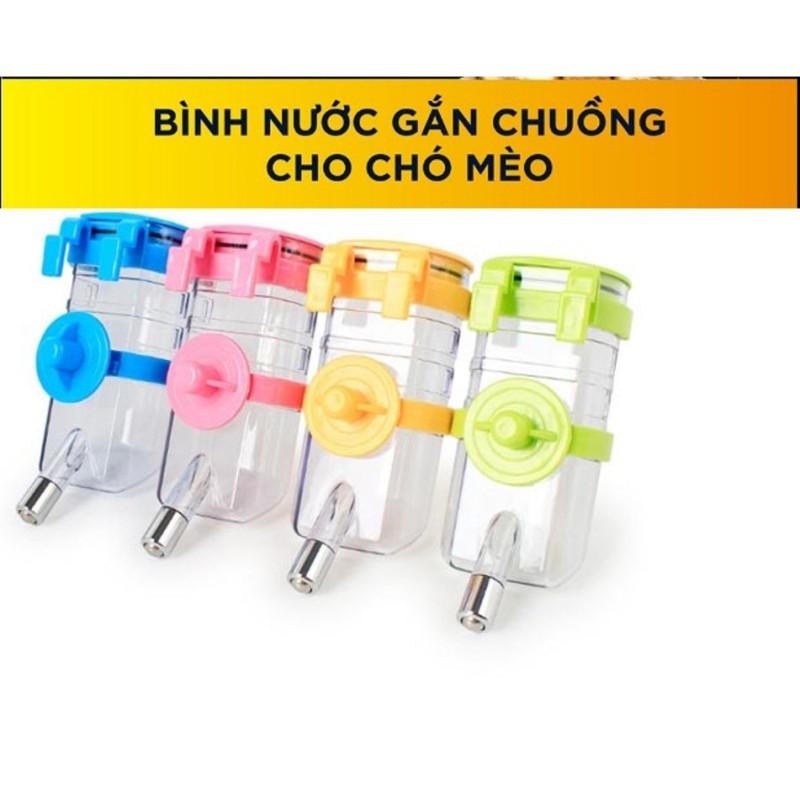Bình nước bi gắn chuồng chó mèo, chất liệu nhựa và inox cao cấp, không độc hại, bền và tốt cho sức khỏe của thú cưng