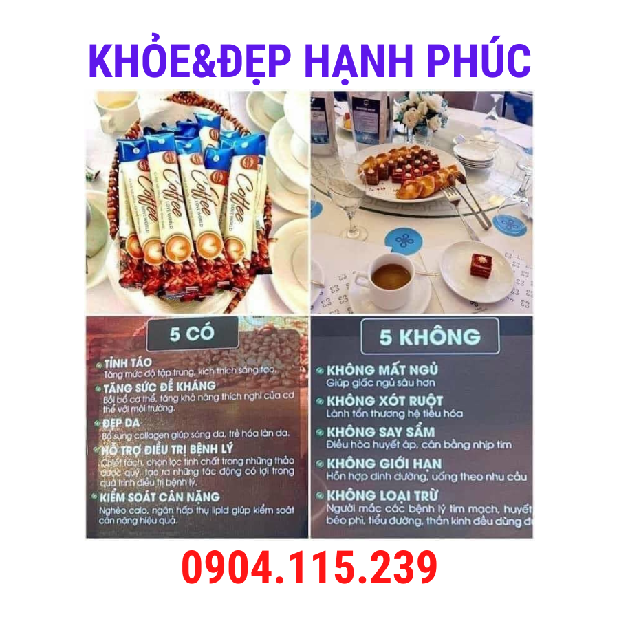 Coffee sữa Love World cà phê giảm cân – 15 gói/hộp