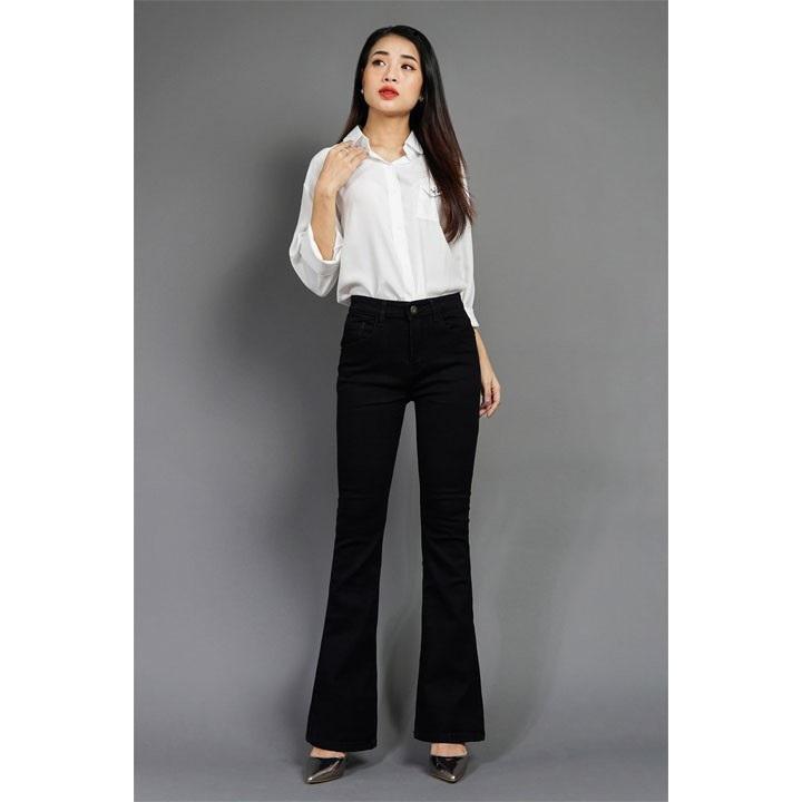 [HCM]Quần jean ống bass đen trơn
