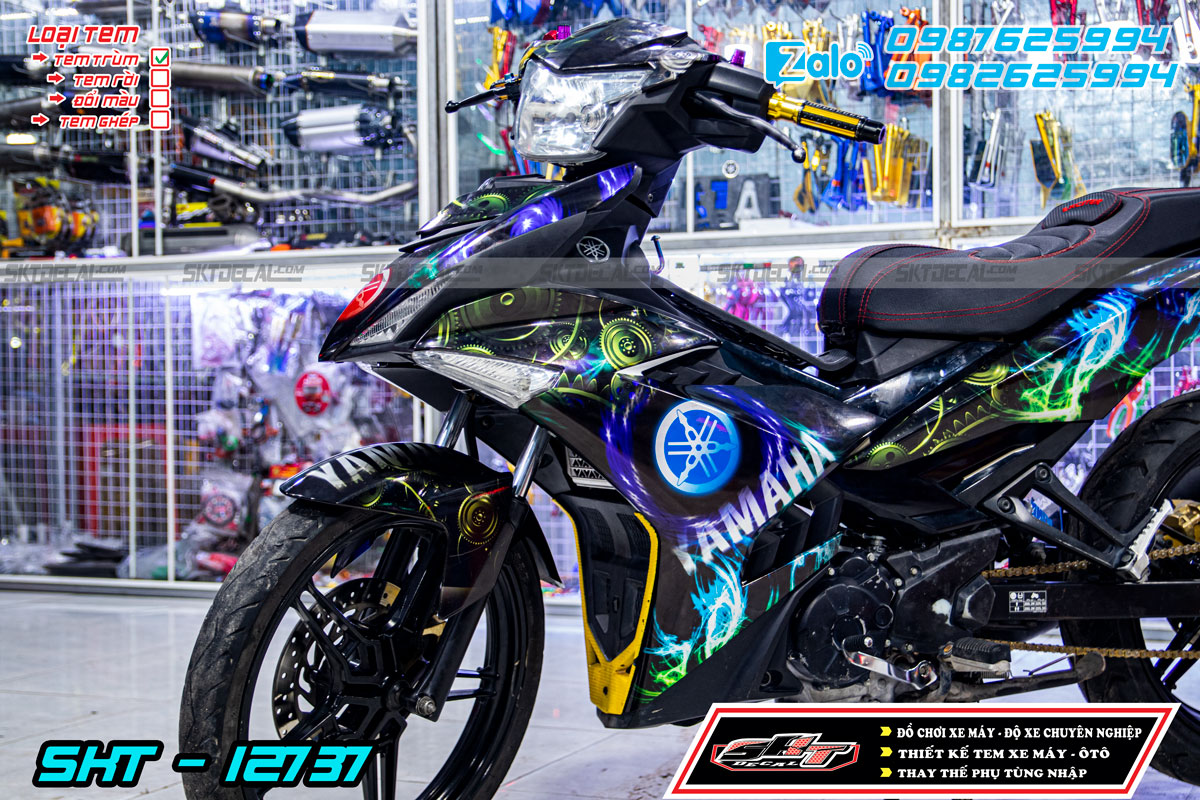 tem trùm exciter 150 xanh đen