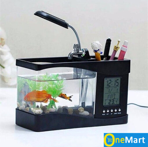 Bể Cá Mini Kiêm Đồng Hồ Để Bàn Kèm Phụ Kiện  Siêu Dễ Thương Màu Ngẫu Nhiên