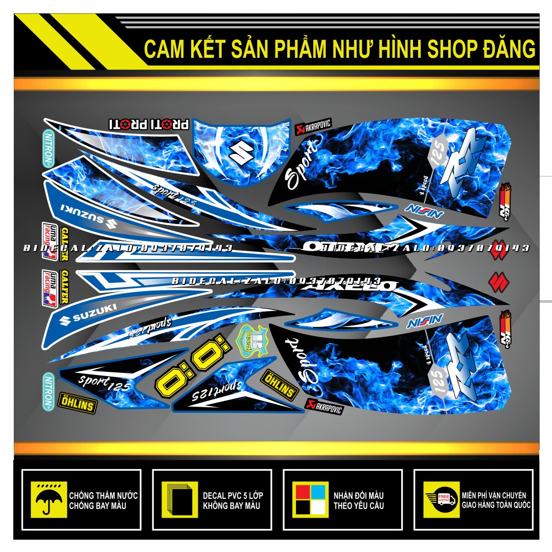 TEM RỜI AXELO KHÓI TRẮNG XANH GP ( DECAL CAO CẤP - KHÁNG NƯỚC - KHÔNG BAY MÀU )