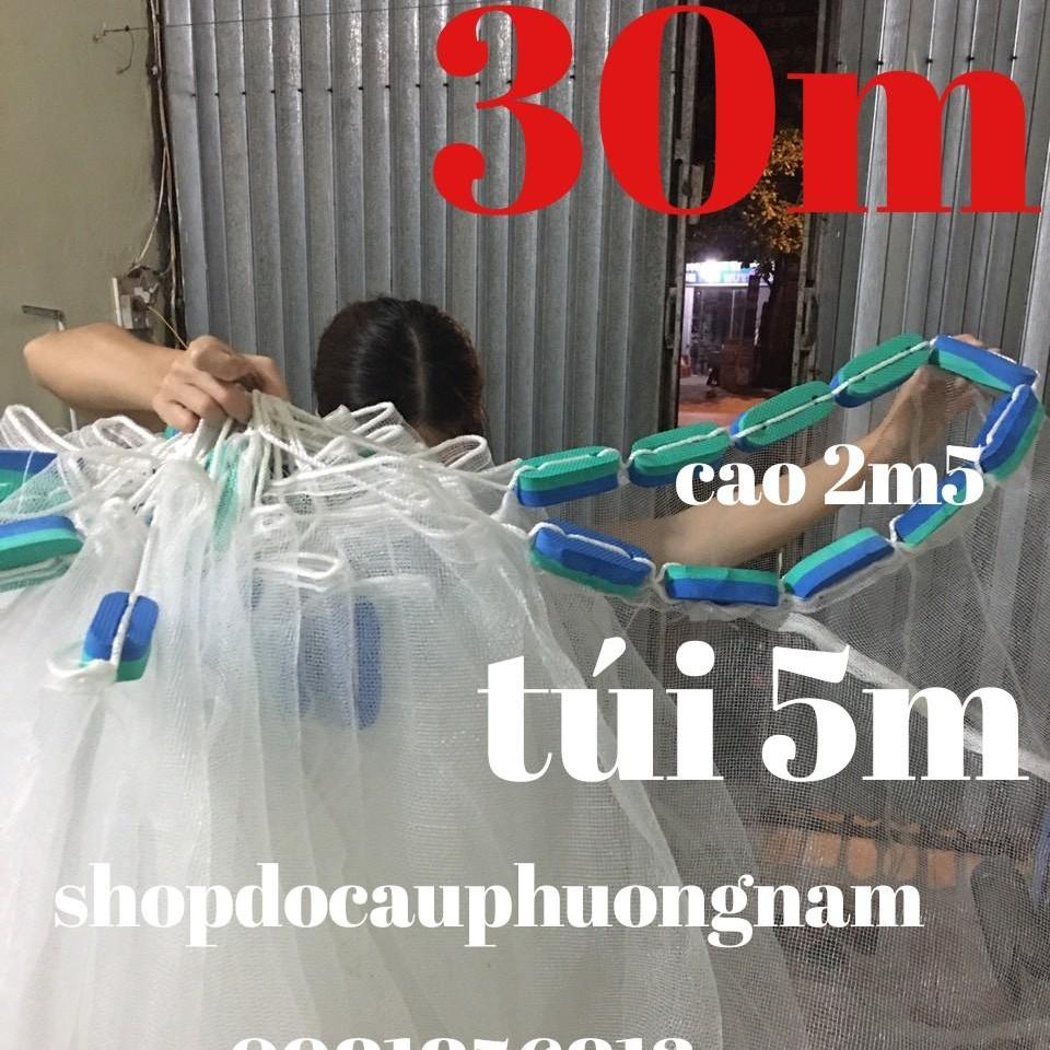 Lưới vét cá - lưới kéo cá dài 30m cao 2m5 túi 5m giá rẻ vô địch big sale