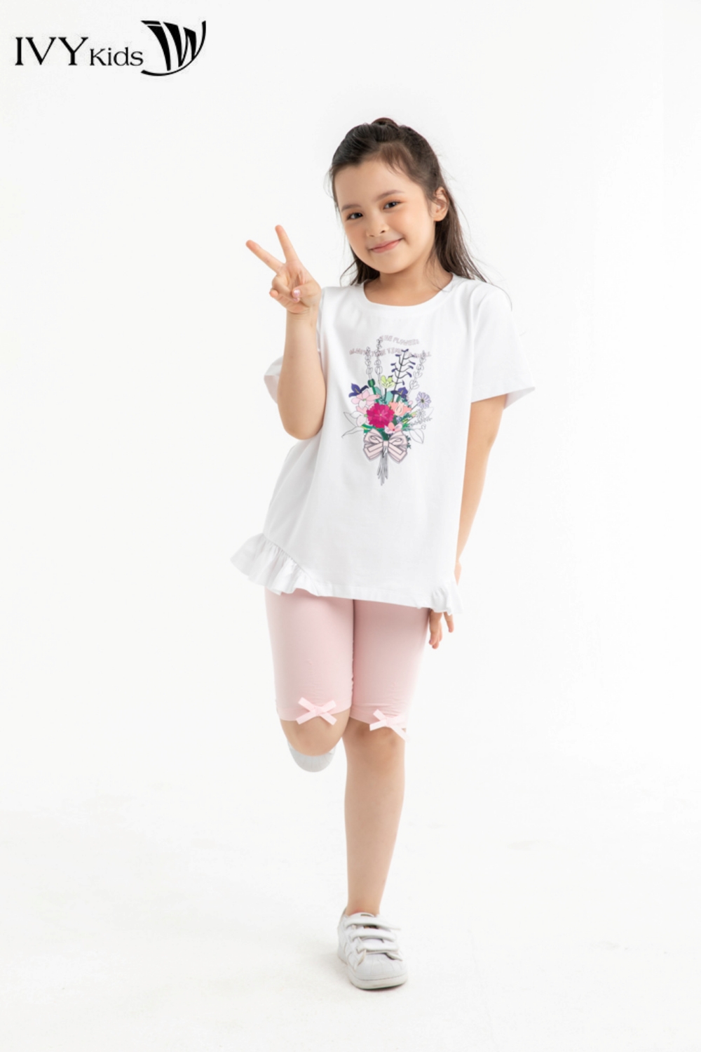 Set áo thun kèm quần bé gái ivy moda ms 57g1495