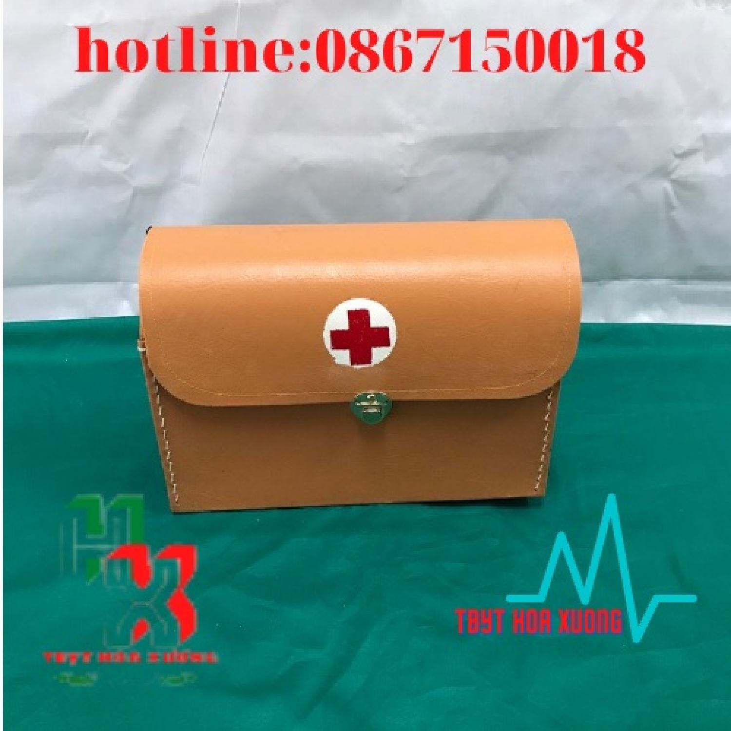 Túi cứu thương y tế chữ thập cỡ trυng 29x22x10 - màu da bò