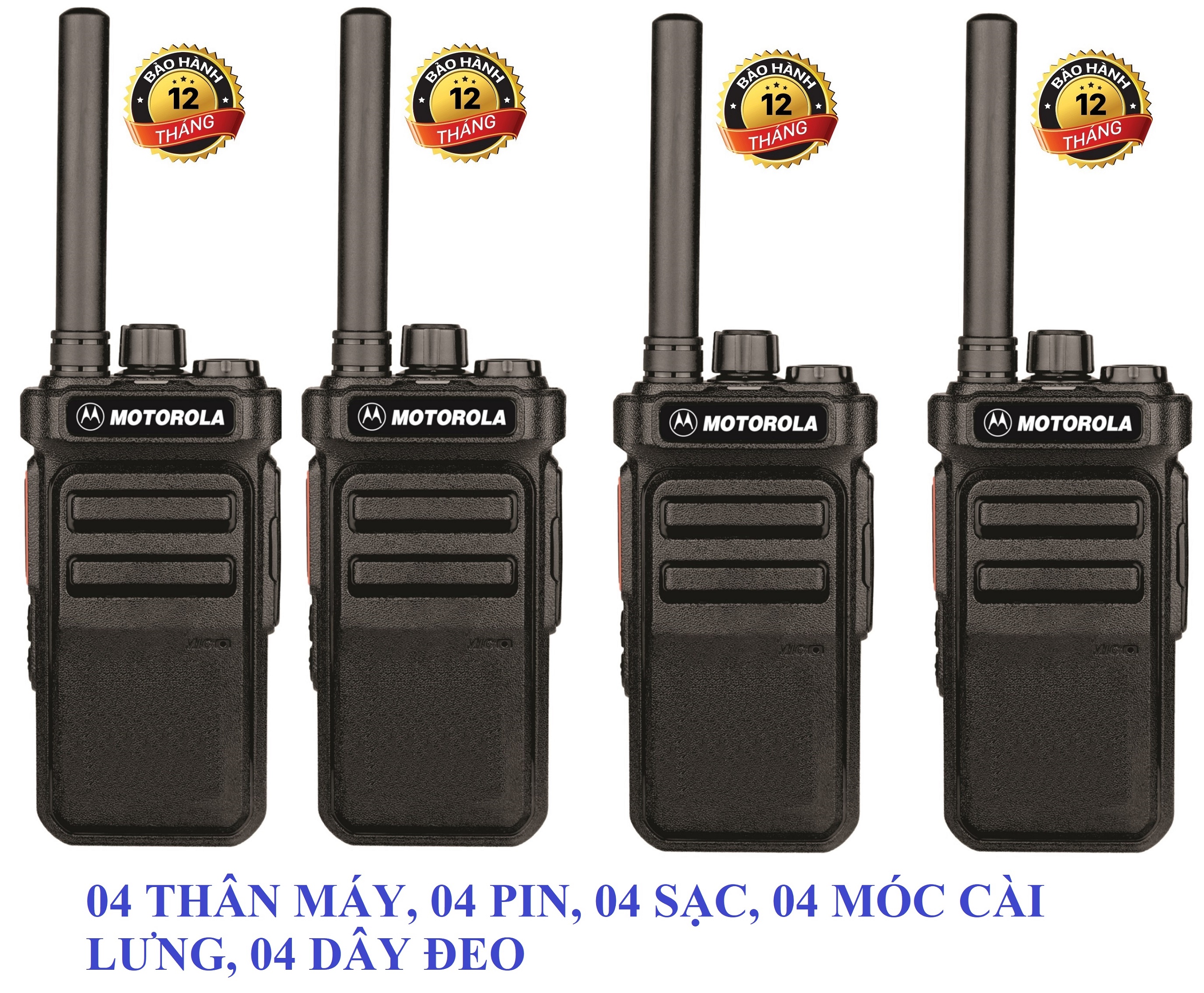 Bộ 4 Bộ đàm Motorola CP988 (Nhỏ gọn âm thanh trong, 2 chế độ sạc, Pin dung lượng cao sử dụng lớn hơn 18 tiếng, siêu bền, cự ly liên lạc xa)